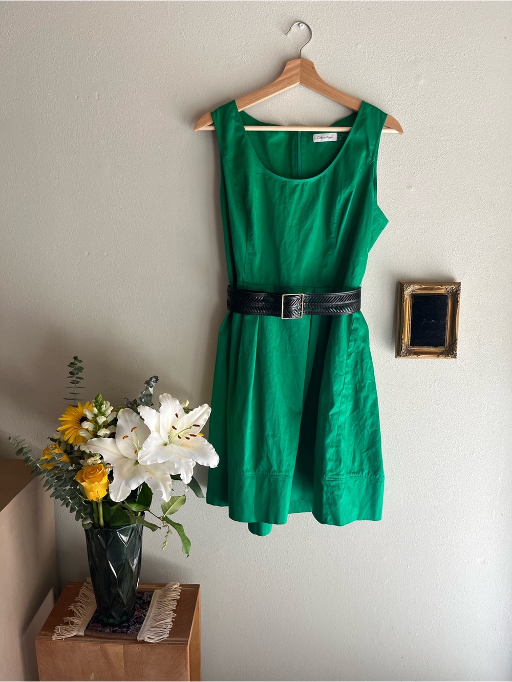 Calvin Klein Green Sleeveless Scoop-Neck Mini Dress